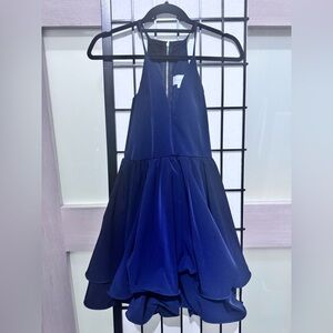 Chic Navy Blue Halter Mini Dress